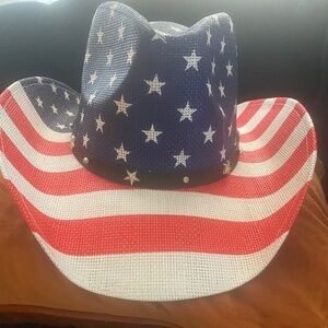 USA patriotic cowboy hat and scarf